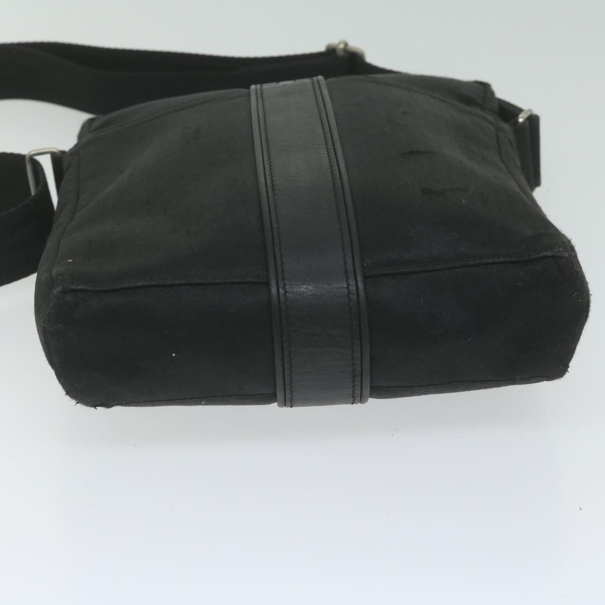 HERMES Akapu Luco Shoulder Bag Canvas Black Auth bs10918