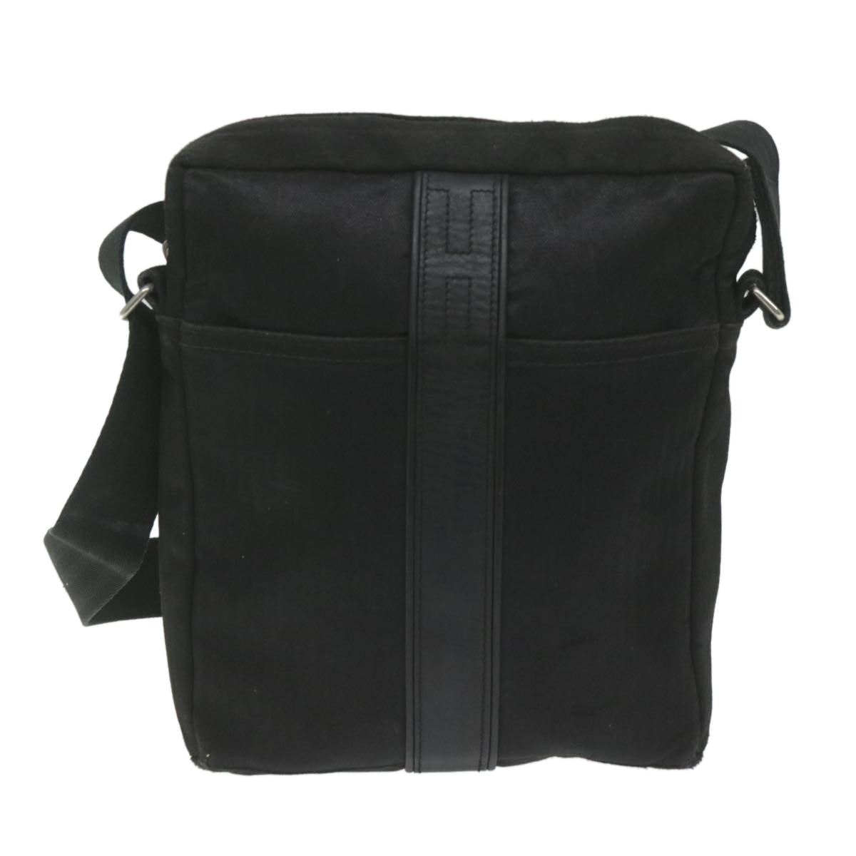 HERMES Akapu Luco Shoulder Bag Canvas Black Auth bs10918 - 0