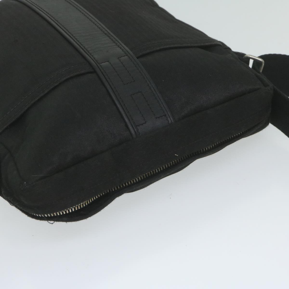 HERMES Akapu Luco Shoulder Bag Canvas Black Auth bs10918