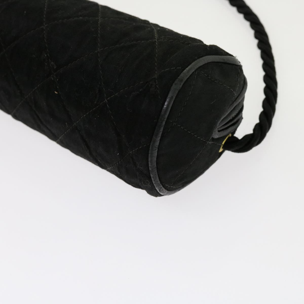 CHANEL Shoulder Bag Satin Black CC Auth bs10925