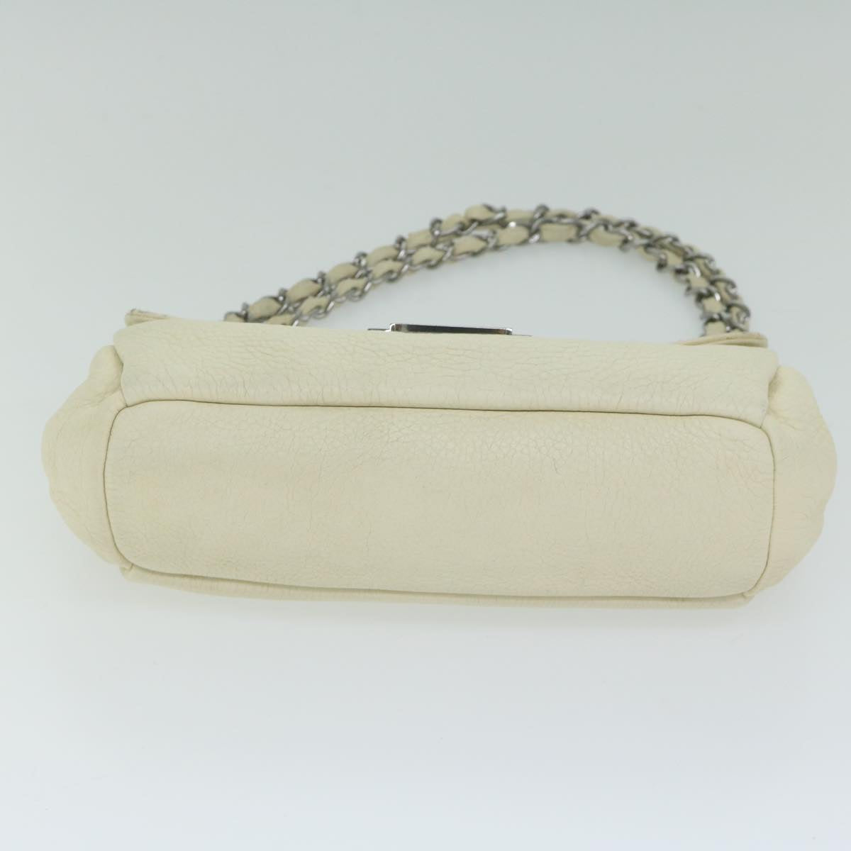 CHANEL Chain Shoulder Bag Leather White CC Auth bs10926