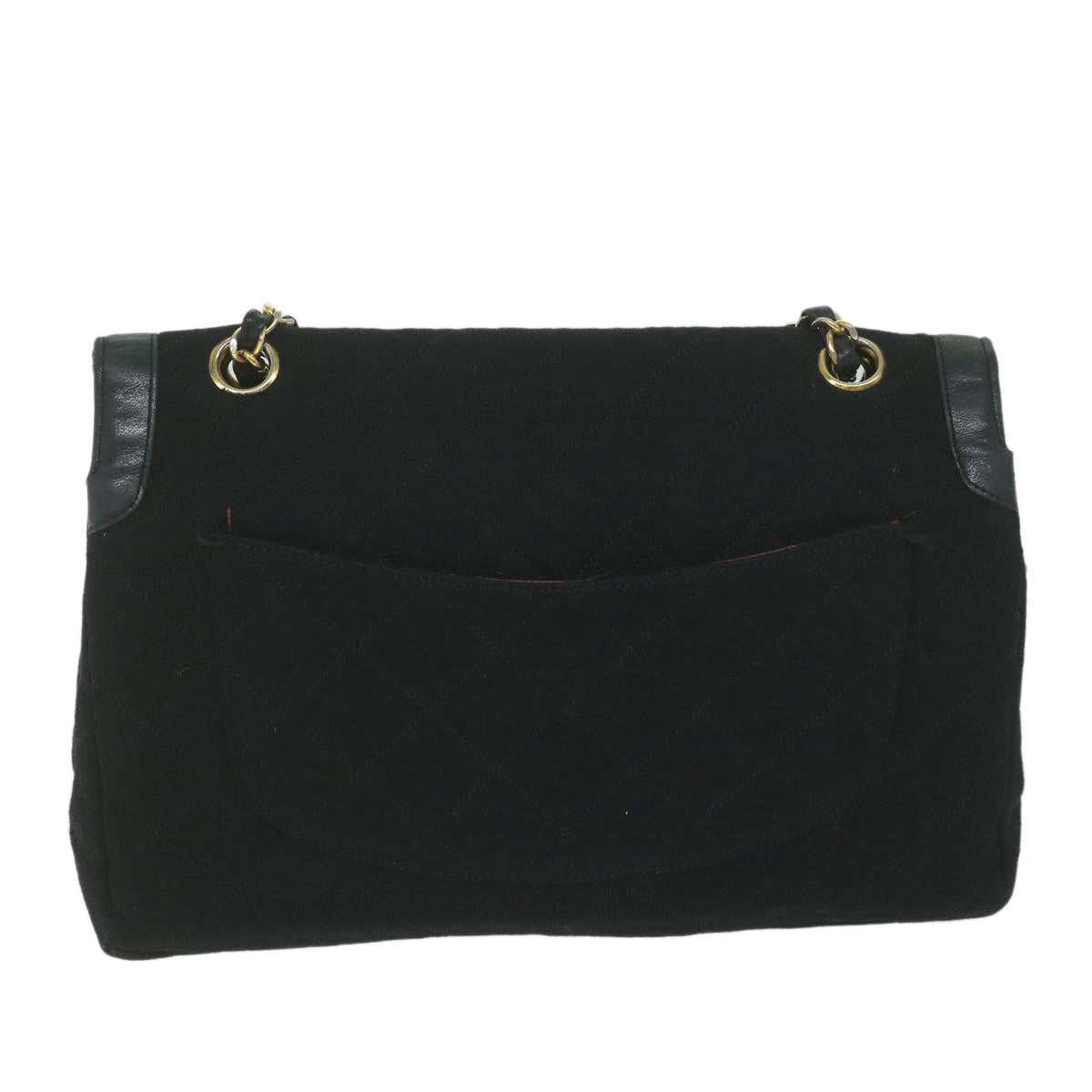 CHANEL Matelasse Chain Shoulder Bag Cotton Black CC Auth bs10930 - 0