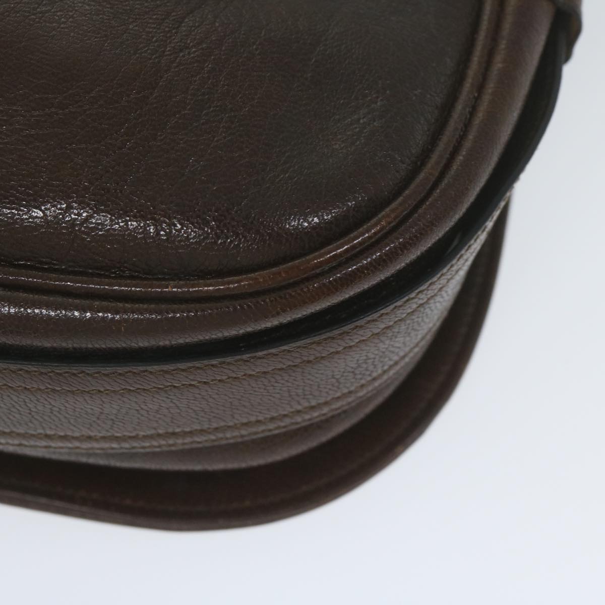 CELINE Shoulder Bag Leather Brown Auth bs10936