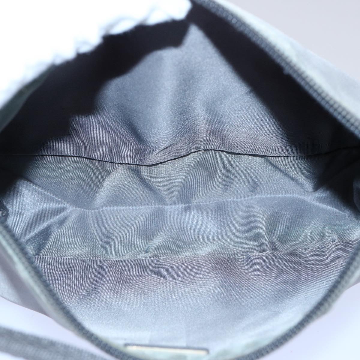 PRADA Accessory Pouch Nylon Gray Auth bs10940