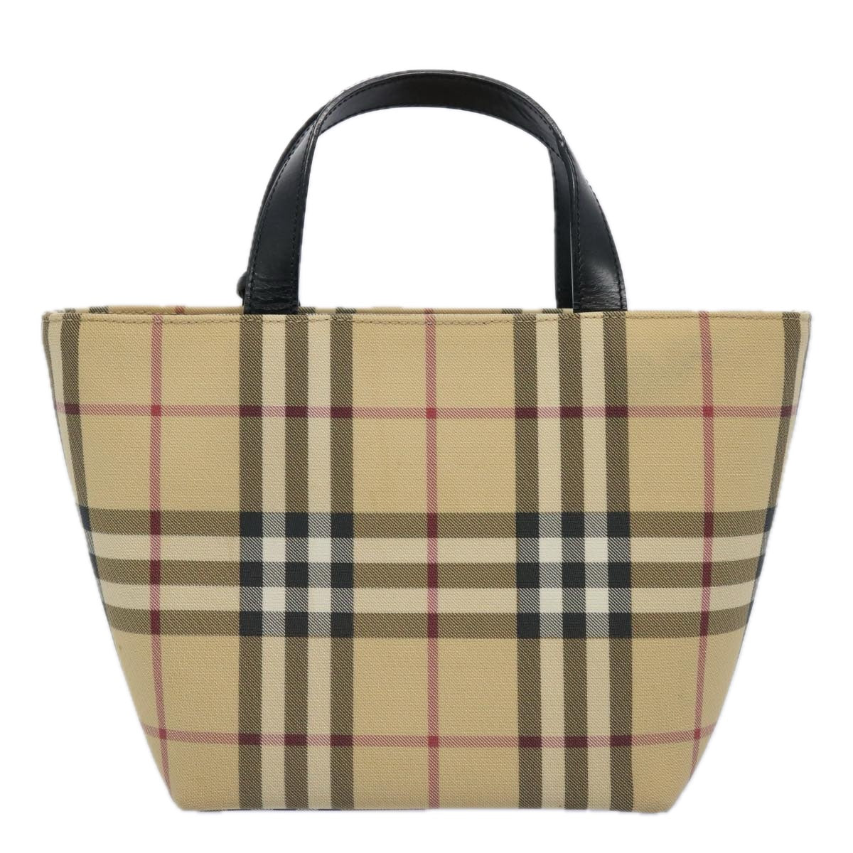 BURBERRY Nova Check Hand Bag Coated Canvas Beige Auth bs10942 - 0