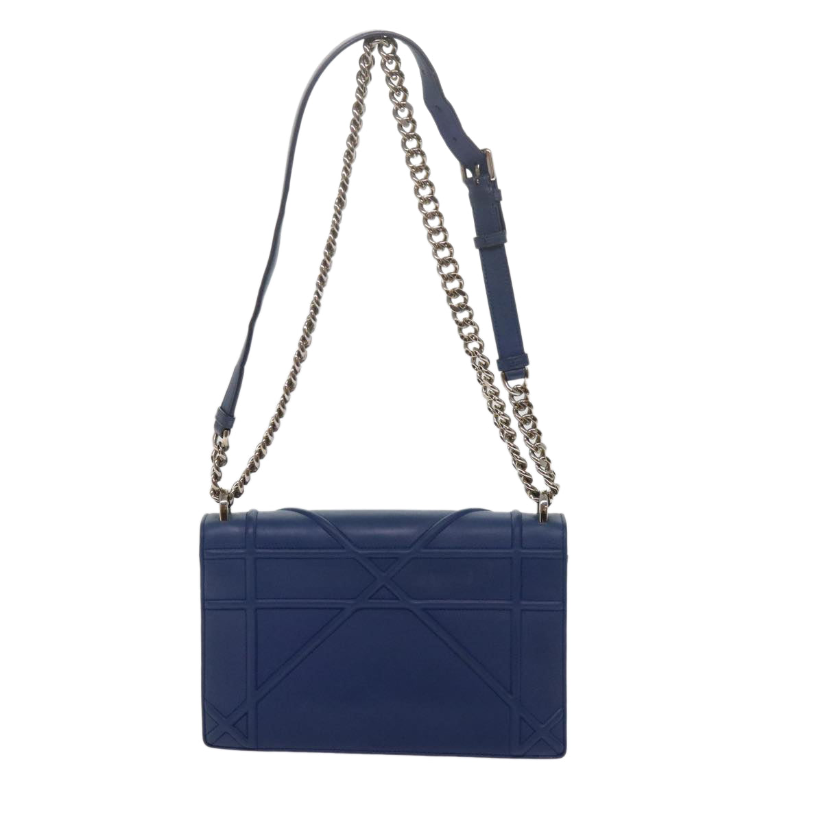 Christian Dior Chain Shoulder Bag Leather Blue Auth bs10952