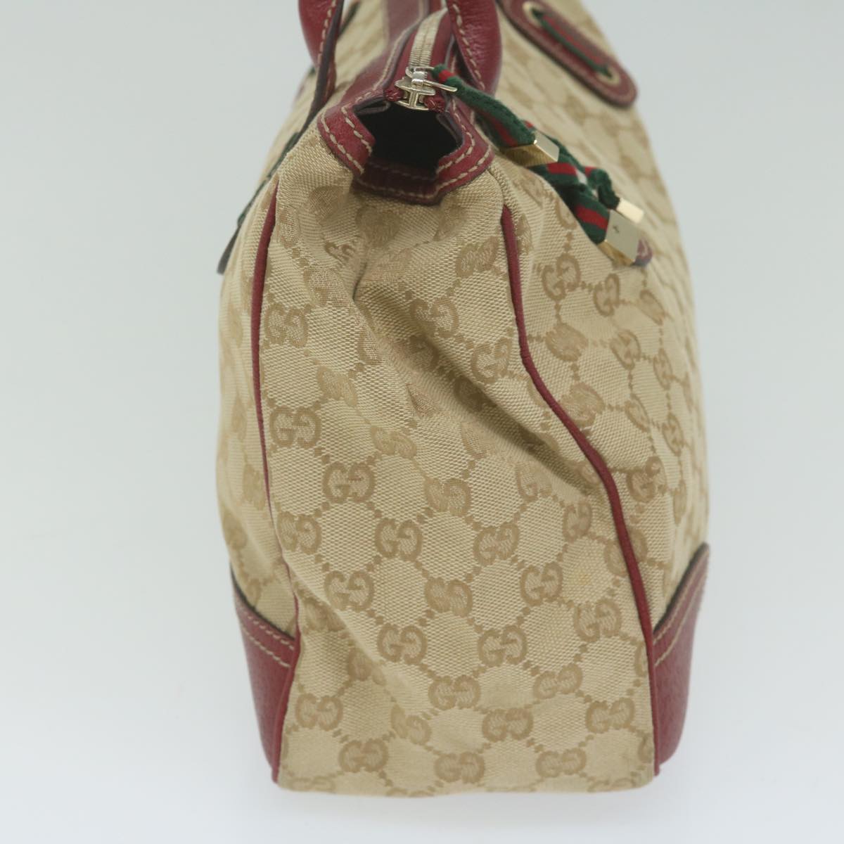 GUCCI Web Sherry Line GG Canvas Shoulder Bag Beige Red Green 177052 Auth bs10956