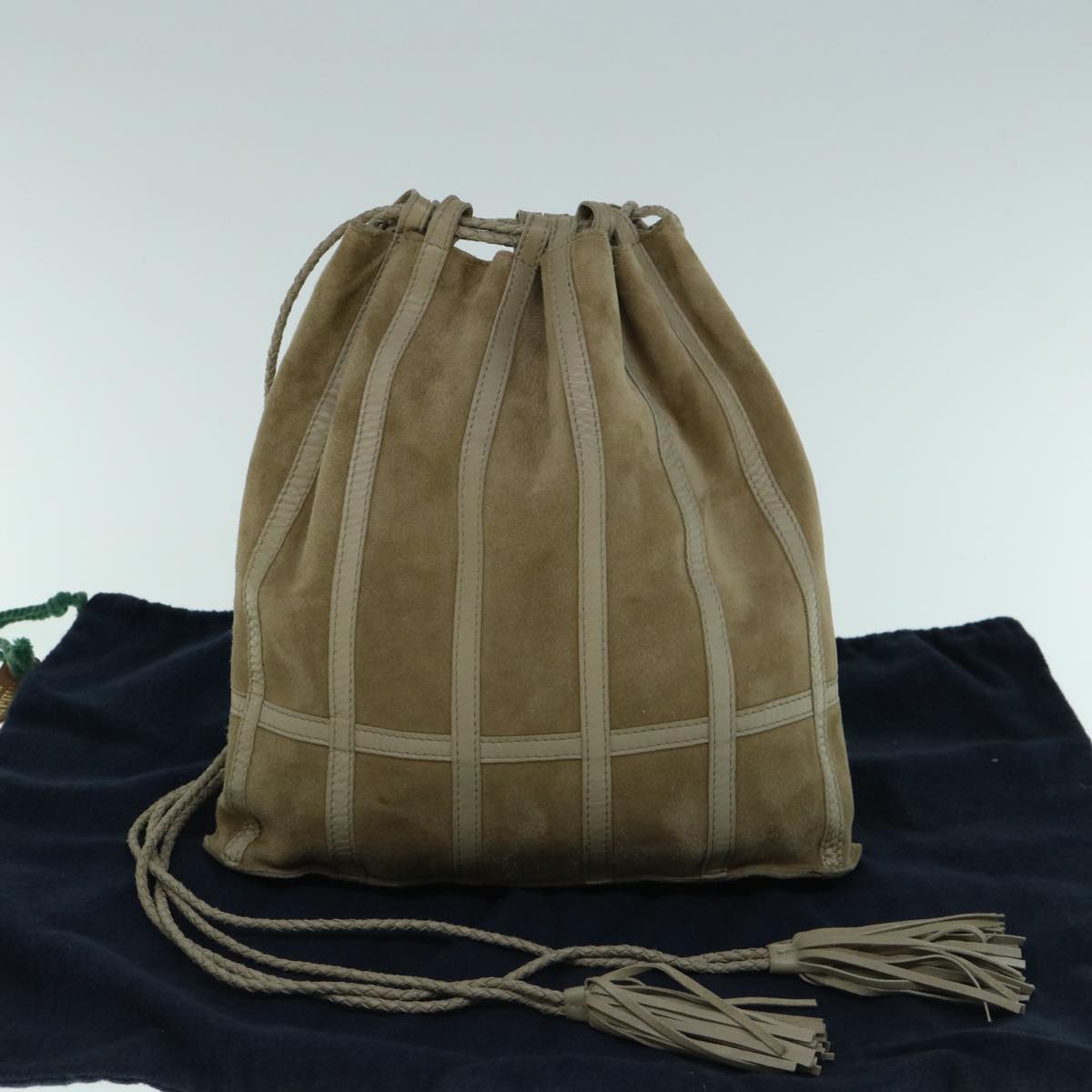 BOTTEGAVENETA Purse Shoulder Bag Suede Beige Auth bs10959