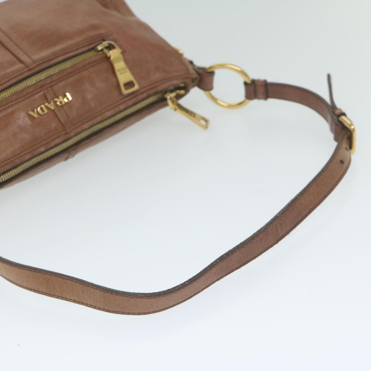 PRADA Shoulder Bag Leather Brown Auth bs10961