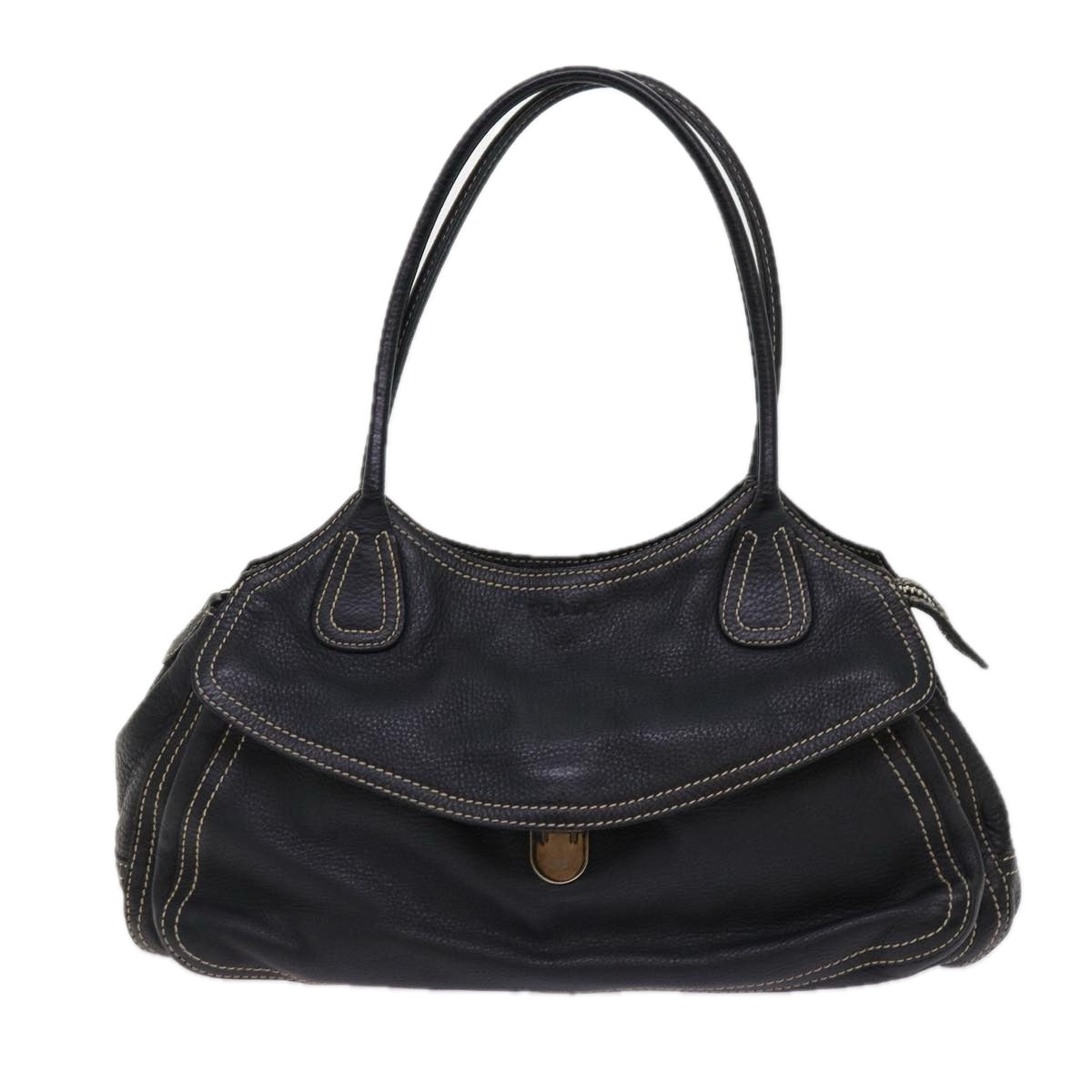 PRADA Shoulder Bag Leather Black Auth bs10964