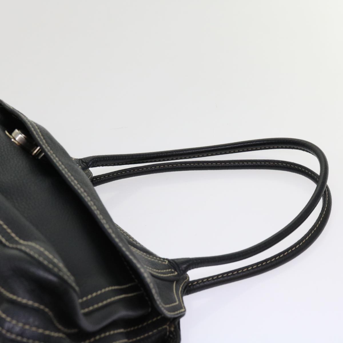 PRADA Shoulder Bag Leather Black Auth bs10964