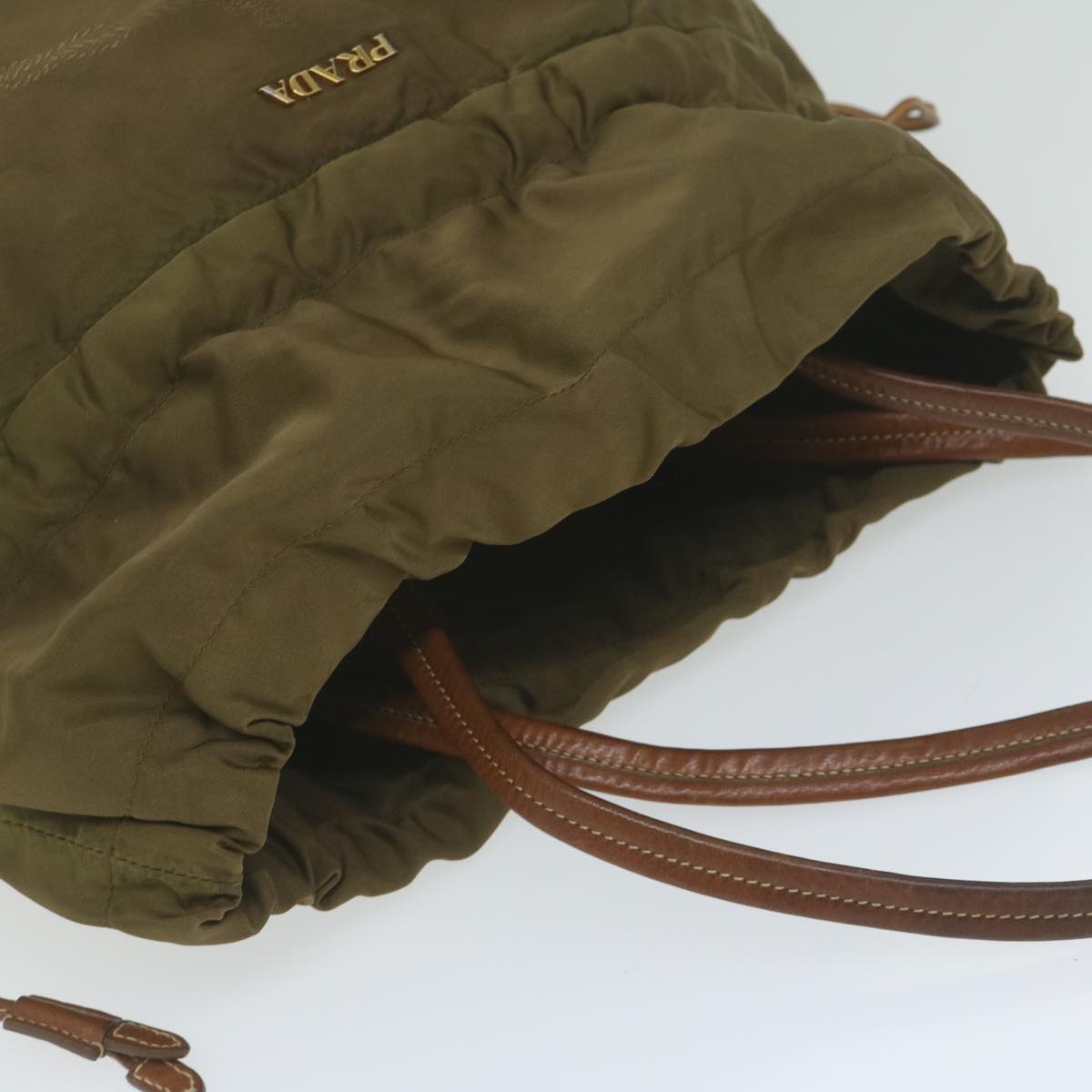 PRADA Shoulder Bag Nylon Khaki Auth bs10966