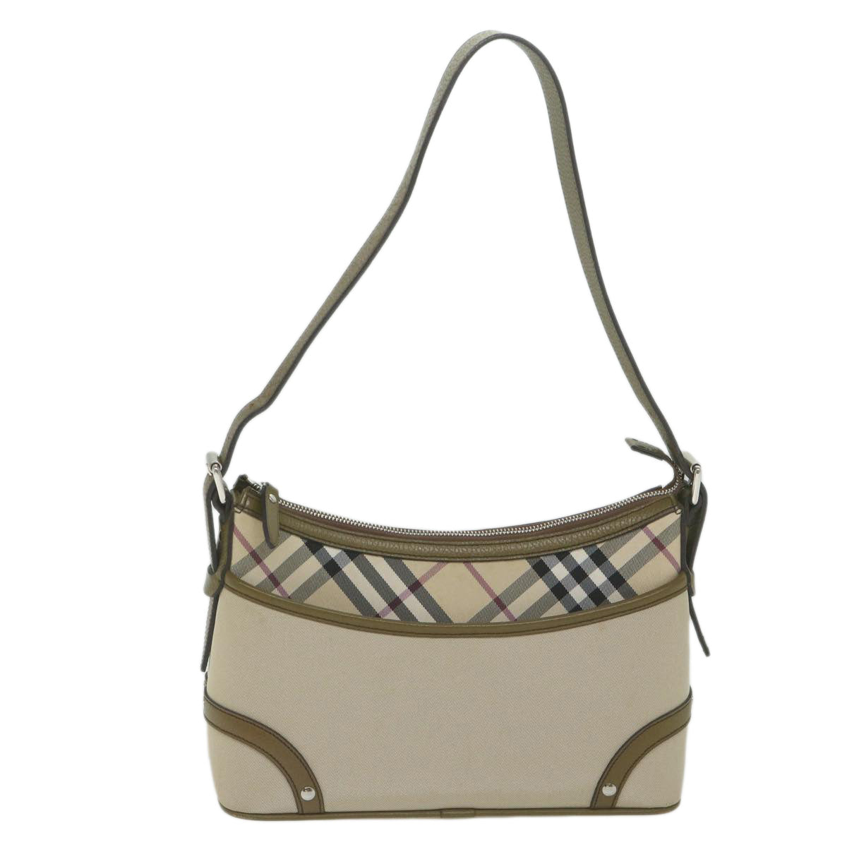 BURBERRY Nova Check Shoulder Bag Nylon Beige Auth bs10972