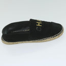 CHANEL Pumps Shoes Velor 38 Black CC Auth bs10973-12