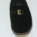 CHANEL Pumps Shoes Velor 38 Black CC Auth bs10973-4