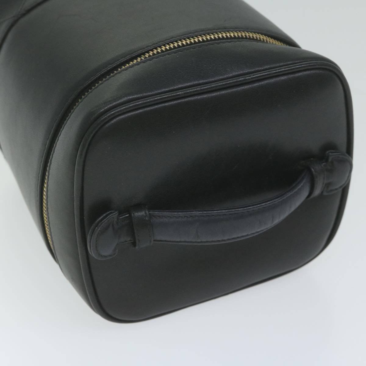 CHANEL Vanity Cosmetic Pouch Leather Black CC Auth bs10975