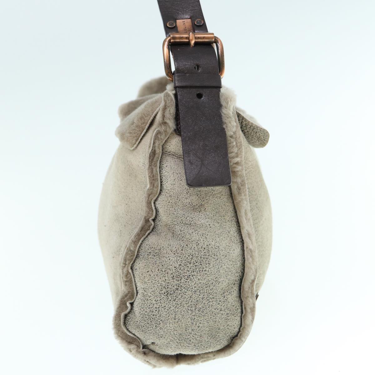 CELINE Hand Bag fur Beige Auth bs10981