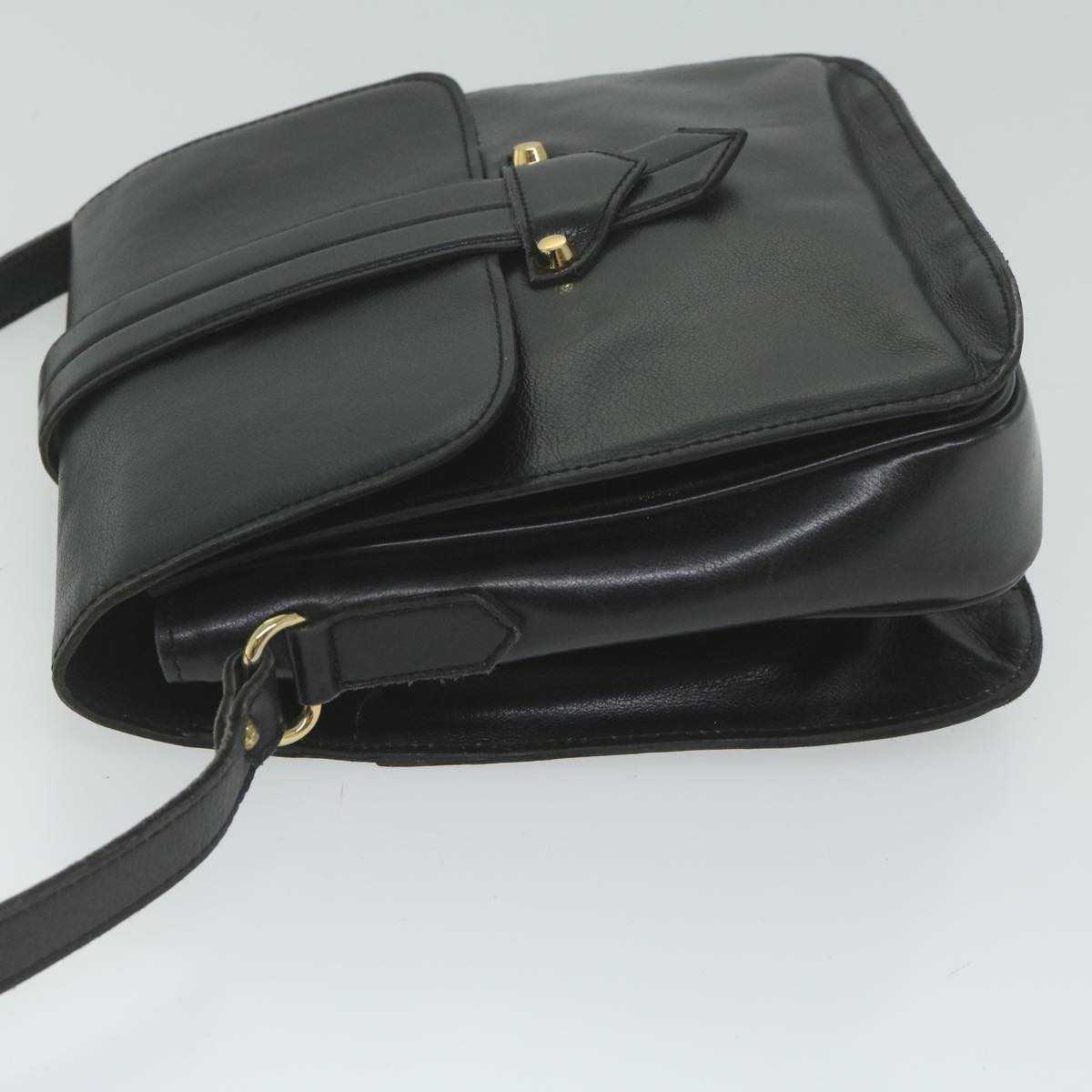 SAINT LAURENT Shoulder Bag Leather Black Auth bs10999