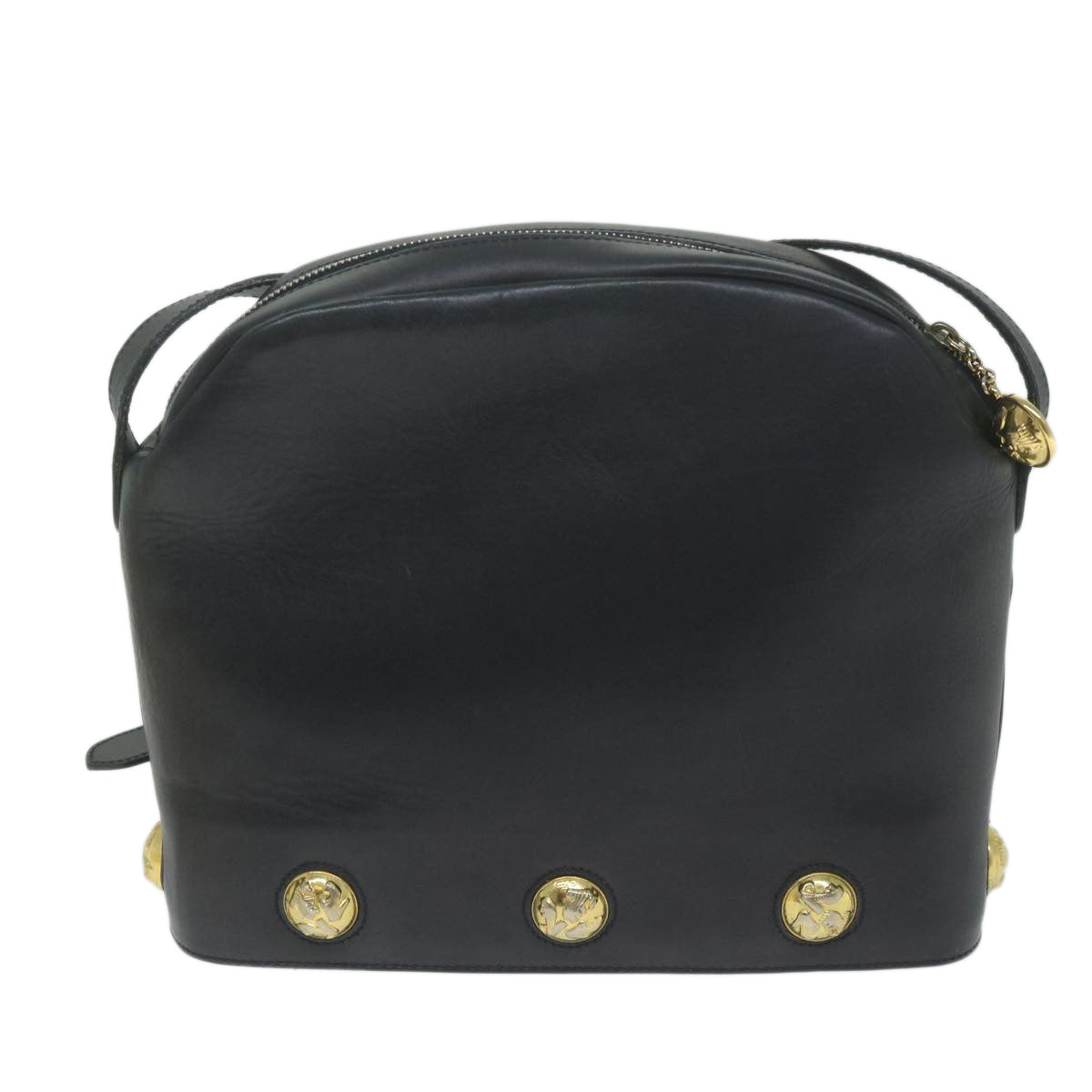 Salvatore Ferragamo Shoulder Bag Leather Navy Auth bs11006 - 0