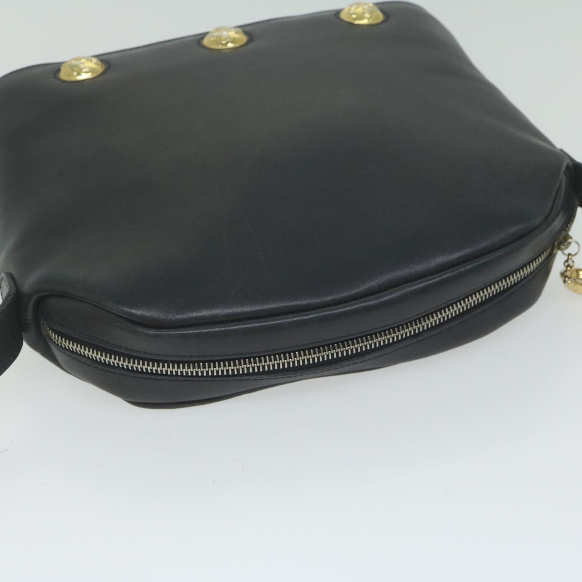 Salvatore Ferragamo Shoulder Bag Leather Navy Auth bs11006