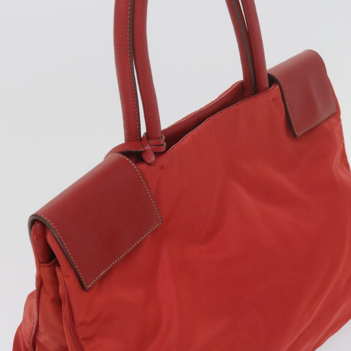 PRADA Hand Bag Nylon Red Auth bs11015