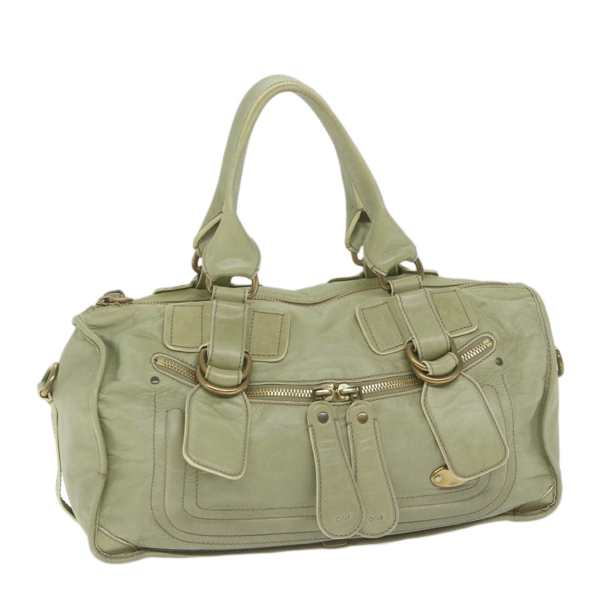 Chloe Hand Bag Leather Green Auth bs11020