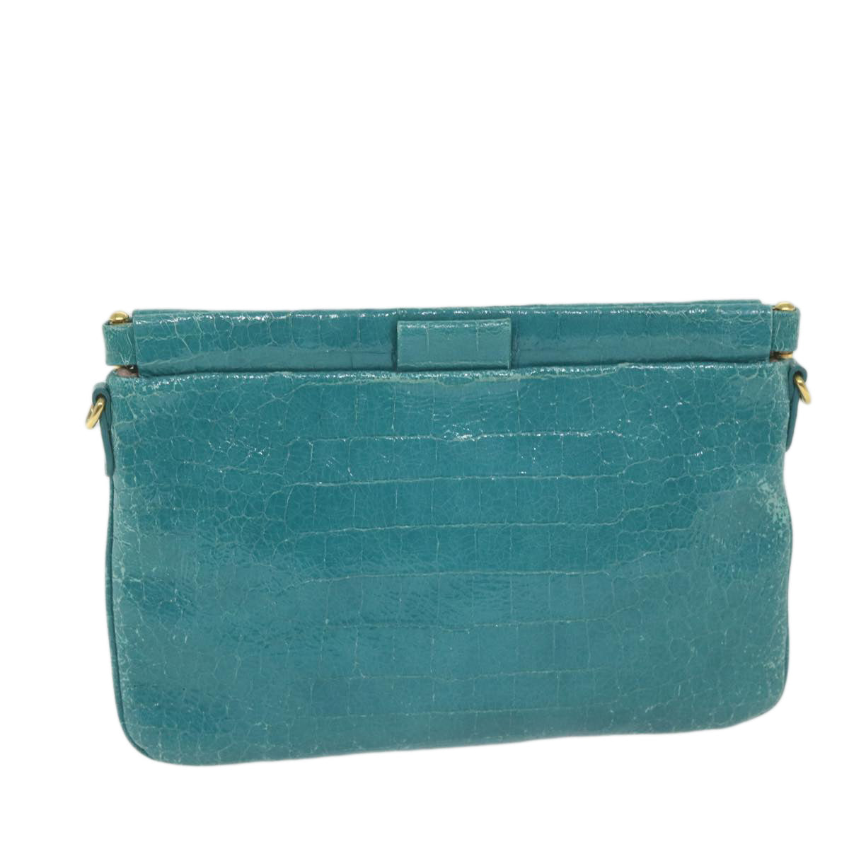 Miu Miu Shoulder Bag Coated Canvas Turquoise Blue Auth bs11022 - 0