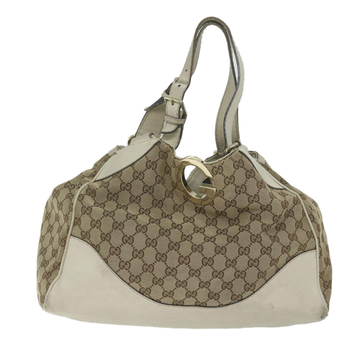 GUCCI GG Canvas Shoulder Bag Beige 223972 Auth bs11039