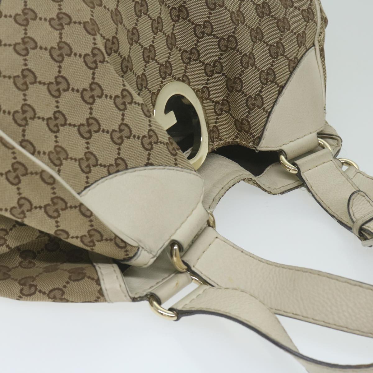 GUCCI GG Canvas Shoulder Bag Beige 223972 Auth bs11039