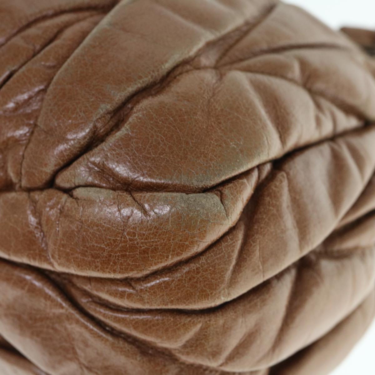 Miu Miu Materasse Hand Bag Leather Brown Auth bs11073
