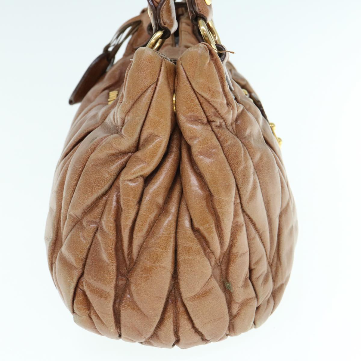 Miu Miu Materasse Hand Bag Leather Brown Auth bs11073