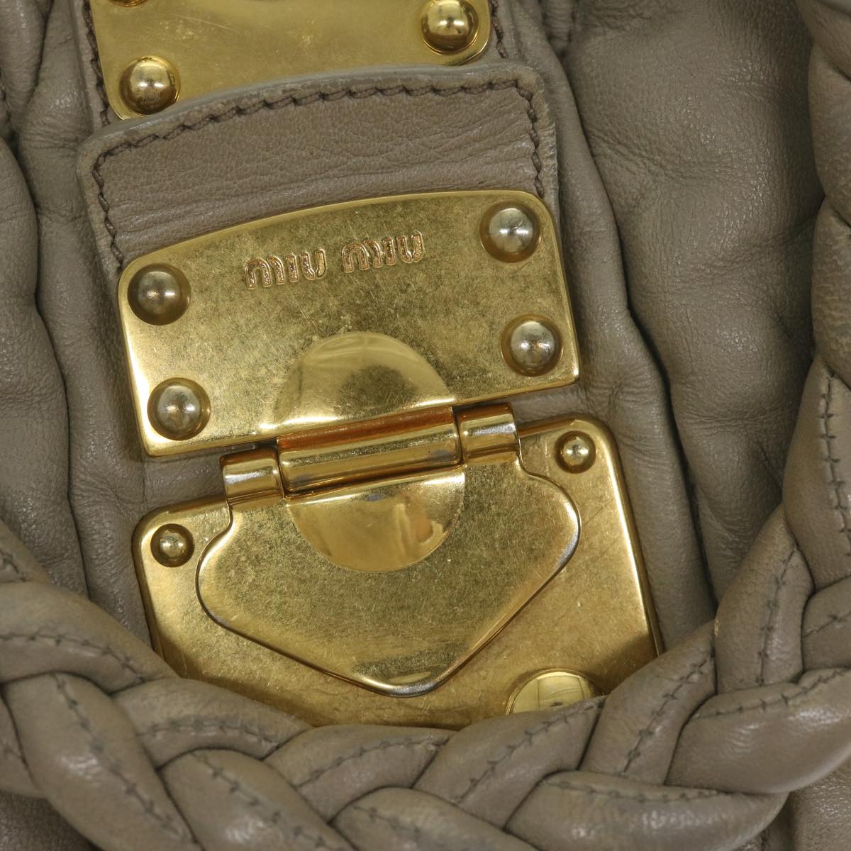 Miu Miu Materasse Hand Bag Leather 2way Gray Auth bs11074