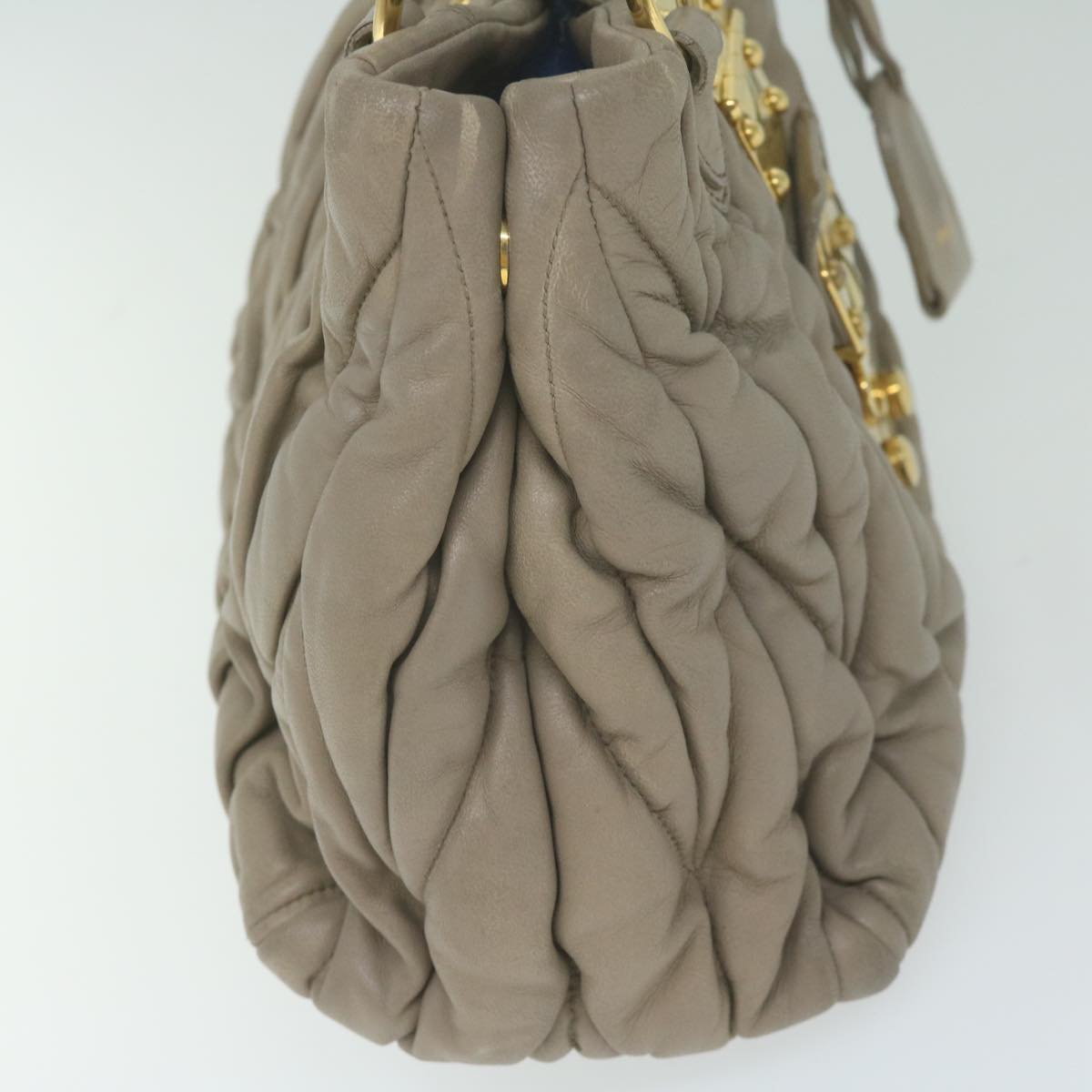 Miu Miu Materasse Hand Bag Leather 2way Gray Auth bs11074