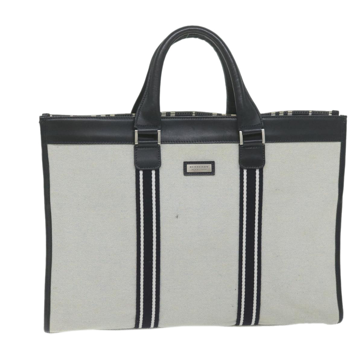 BURBERRY Black label Business Bag Canvas Gray Auth bs11090