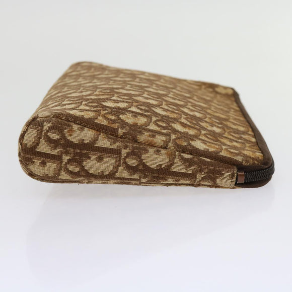 Christian Dior Trotter Canvas Pouch 2Set Brown Beige Auth bs11092