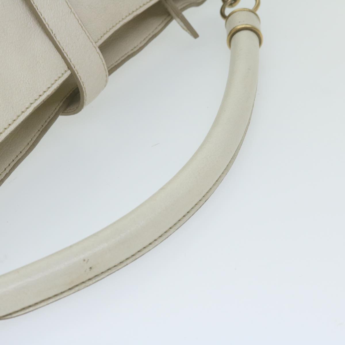 BURBERRY Shoulder Bag Leather White Auth bs11093