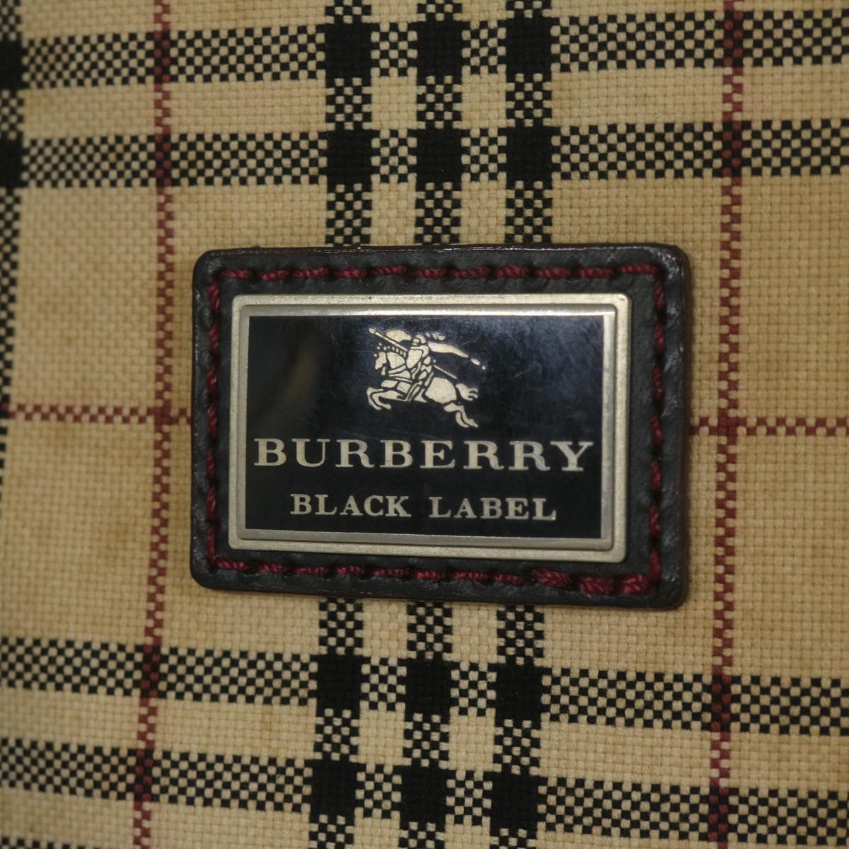 BURBERRY Nova Check Black label Hand Bag Canvas Beige Auth bs11104