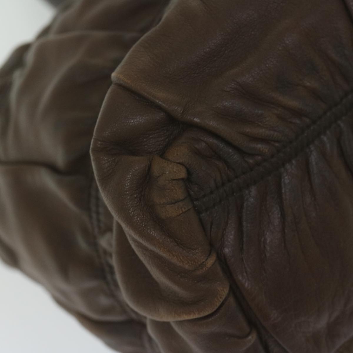 PRADA Hand Bag Leather Brown Auth bs11123