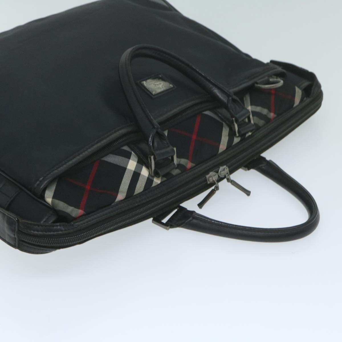 BURBERRY Nova Check Black label Business Bag Nylon 2way Black Auth bs11127