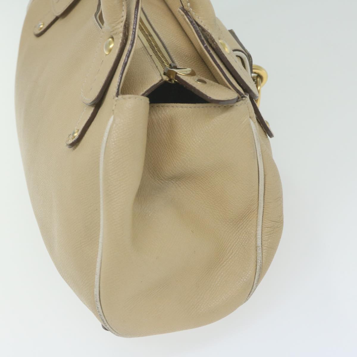 Salvatore Ferragamo Shoulder Bag Leather Beige Auth bs11147