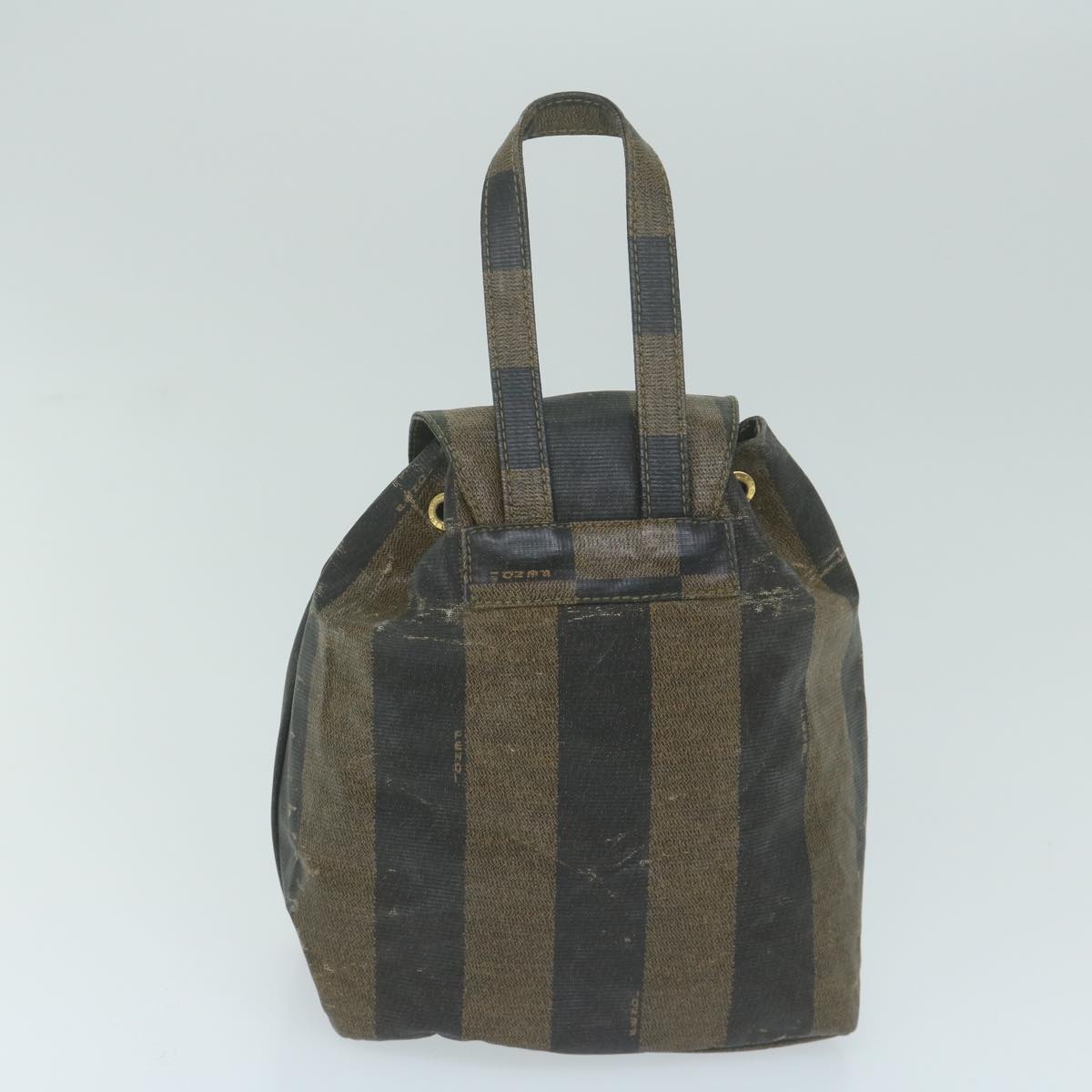 FENDI Pecan Canvas Pouch Boston Bag Coated Canvas 3Set Brown Black Auth bs11155