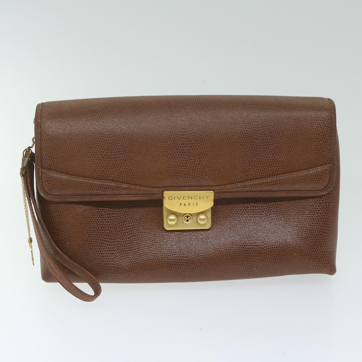 GIVENCHY Clutch Shoulder Bag Leather 2Set Brown Beige Auth bs11172 - 0
