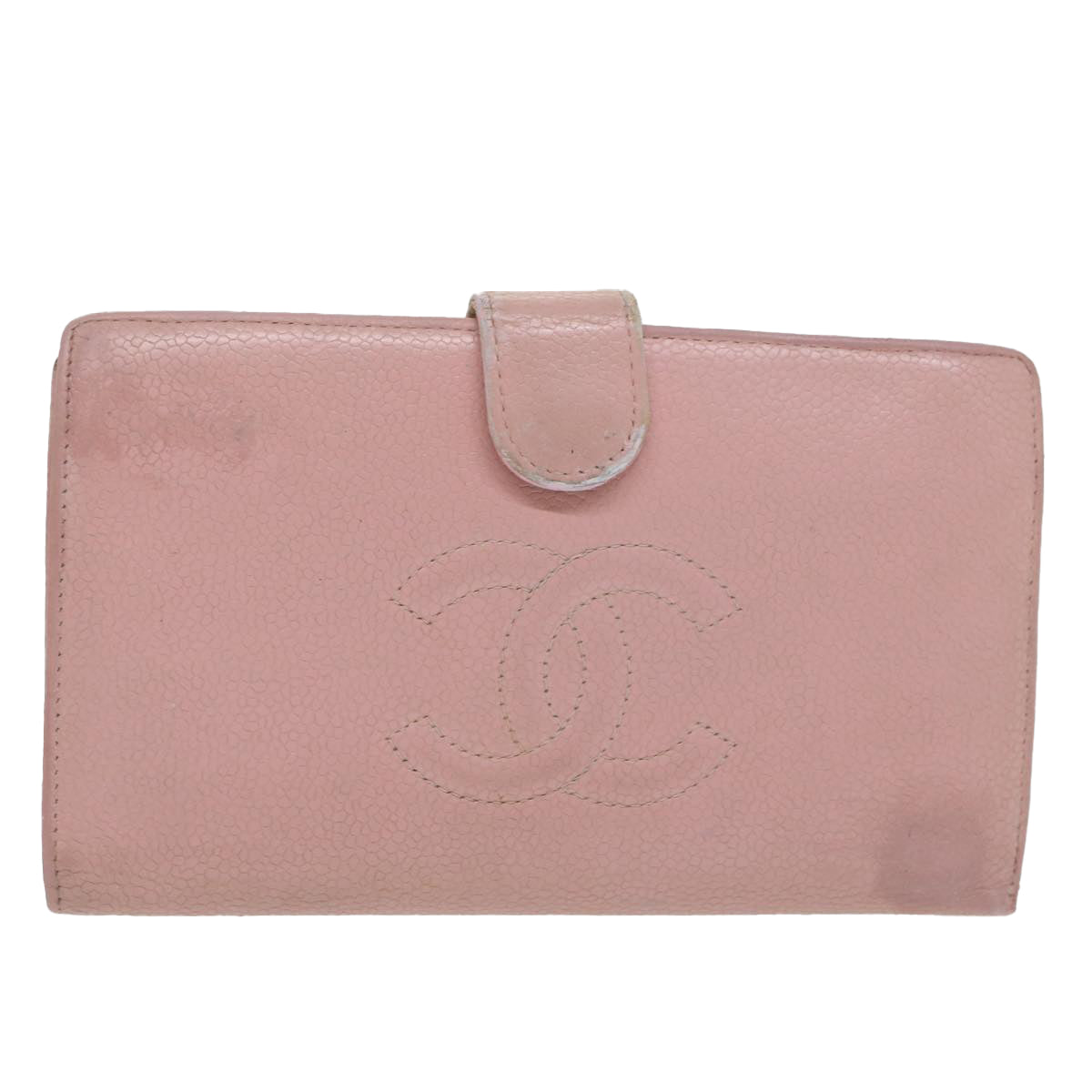 CHANEL Long Wallet Caviar Skin Pink CC Auth bs11186 - 0