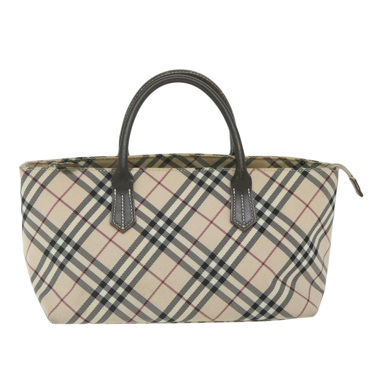 BURBERRY Nova Check Blue Label Hand Bag Nylon Beige Auth bs11218