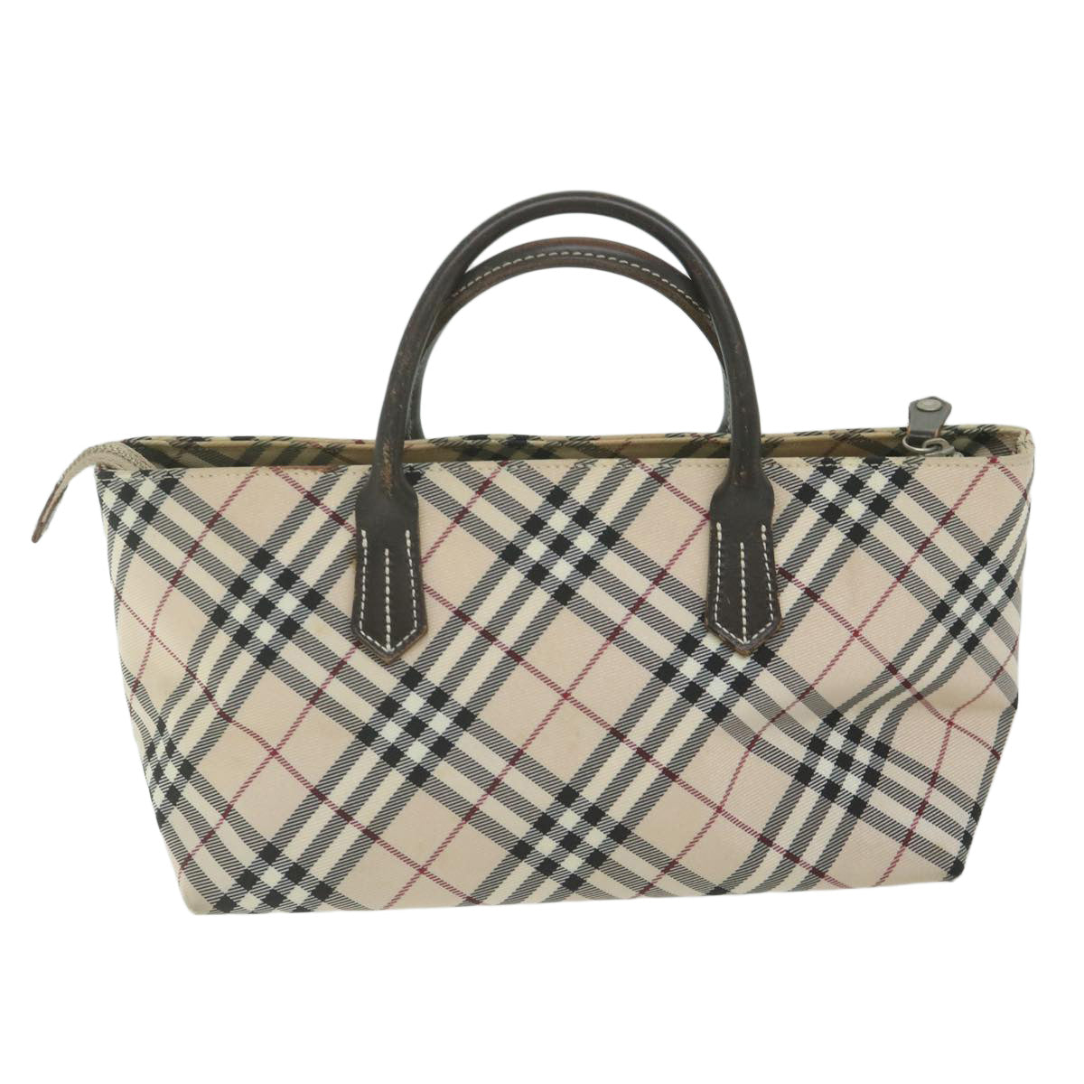 BURBERRY Nova Check Blue Label Hand Bag Nylon Beige Auth bs11218 - 0