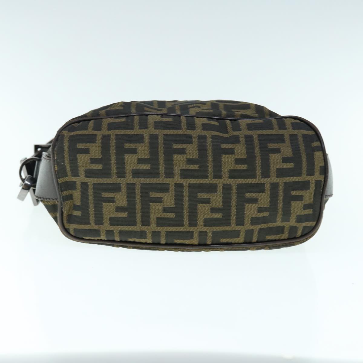 FENDI Zucca Canvas Shoulder Bag Black Brown Auth bs11305