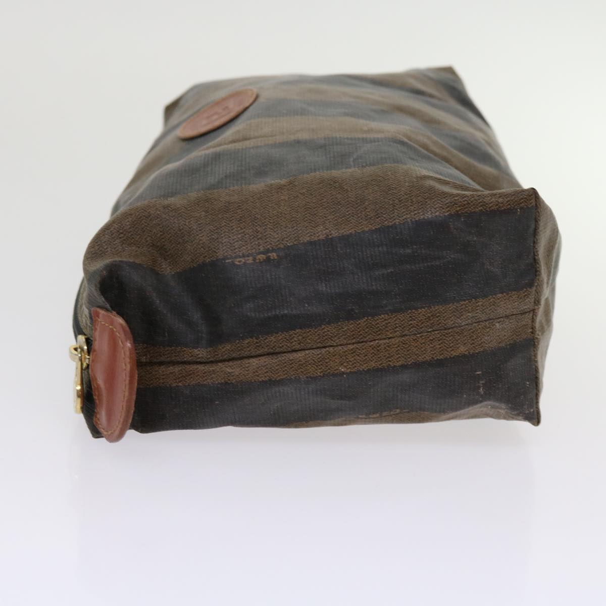 FENDI Pecan Canvas Pouch Hand Bag 2Set Brown Auth bs11306