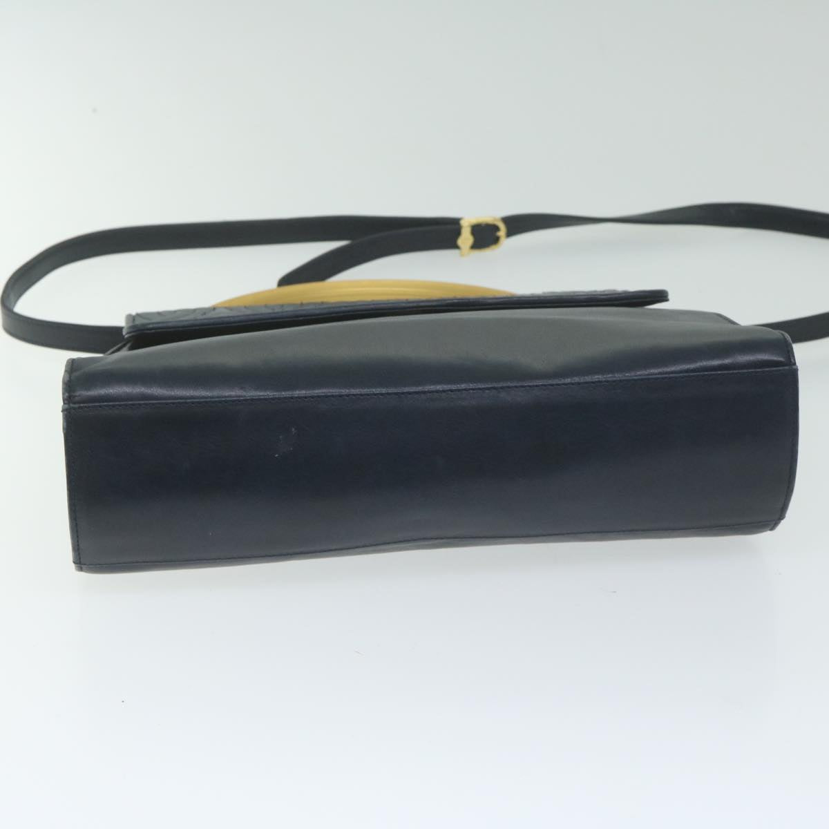 FENDI Hand Bag Leather Navy Auth bs11310