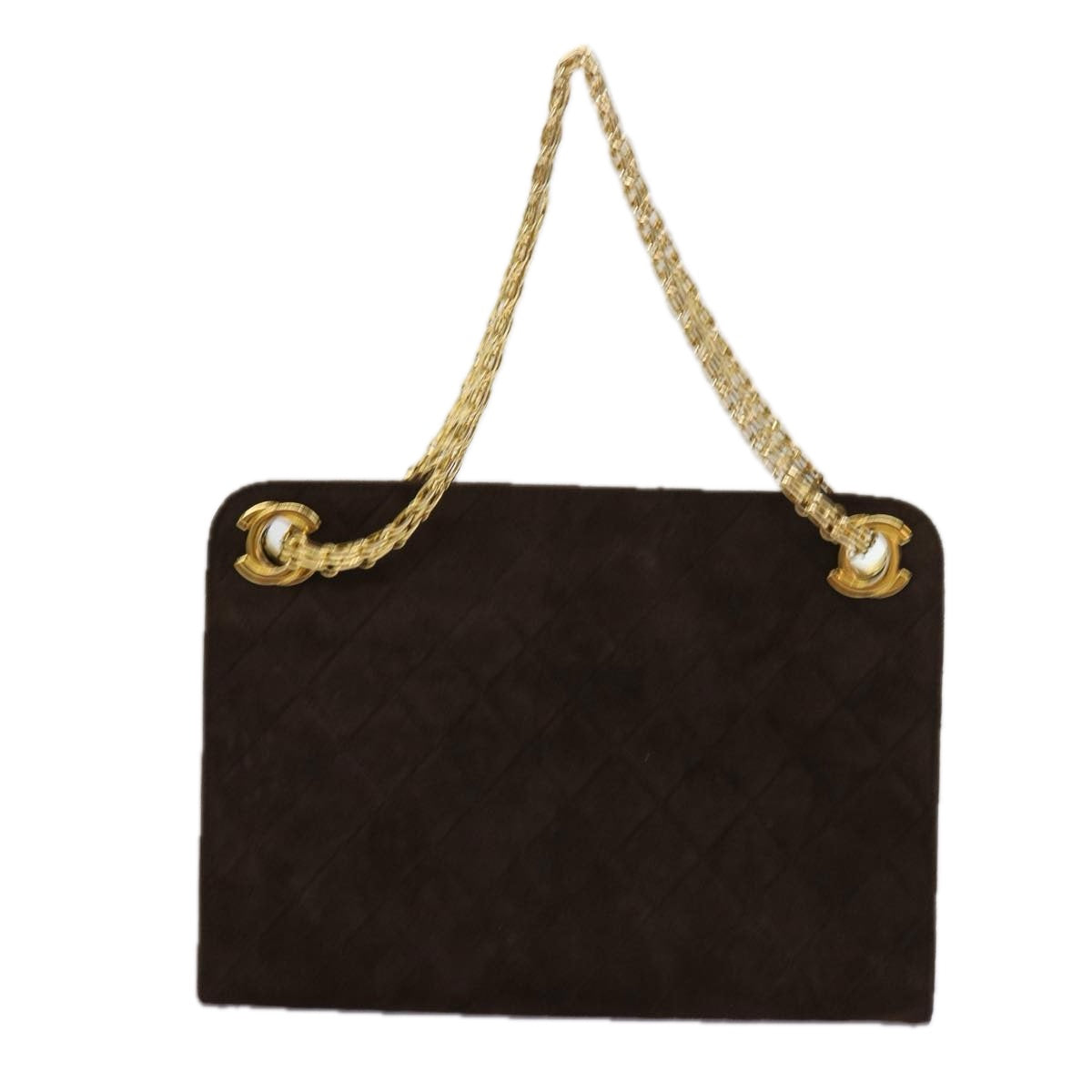 CHANEL Chain Shoulder Bag Suede Brown CC Auth bs11328