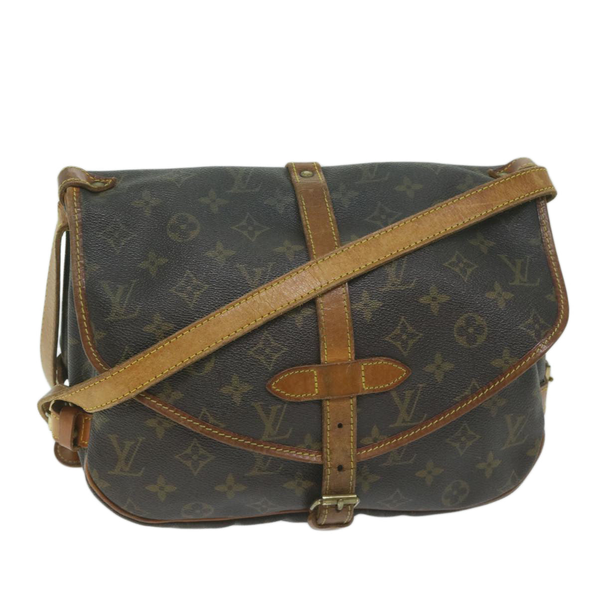 LOUIS VUITTON Monogram Saumur 30 Shoulder Bag M42256 LV Auth bs11329